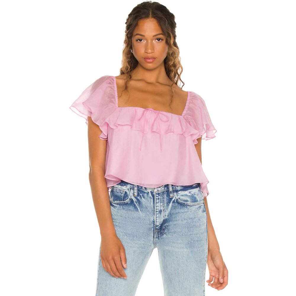 Amanda Uprichard Ali Blouse, Pink, Medium 🌸